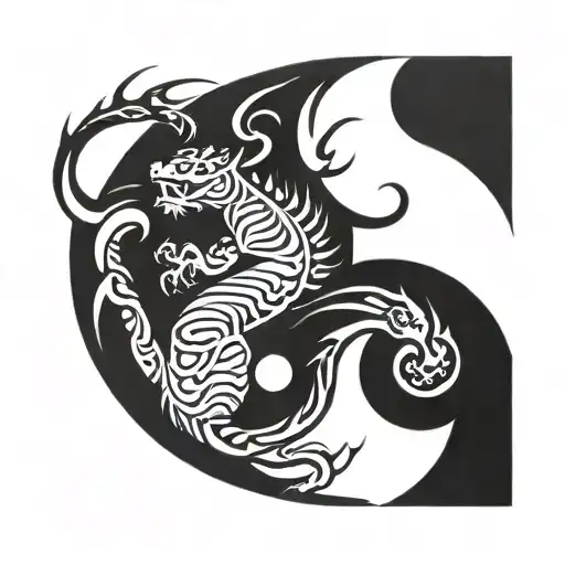 Tiger And Dragon Yinyang Symbol