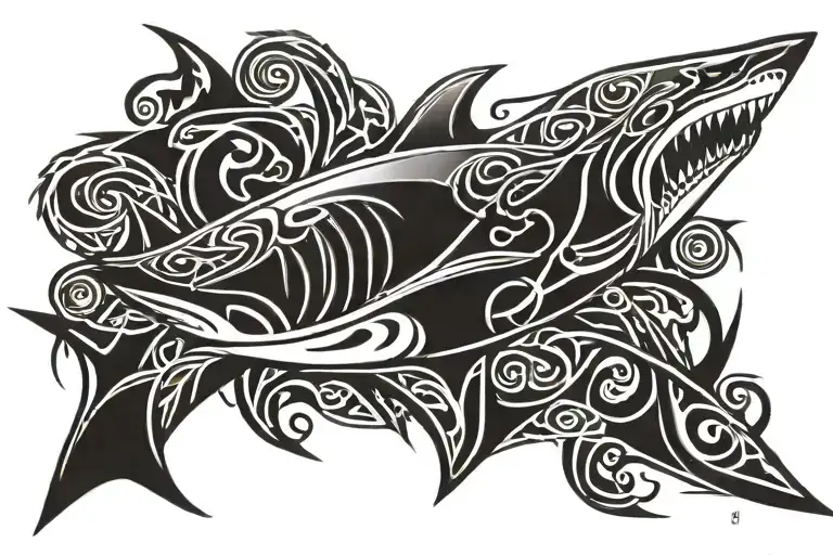 Celtic Great White Shark Drawing