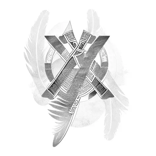 Freya's Name In Nordic Runes Surrounded By Falcon Feathers