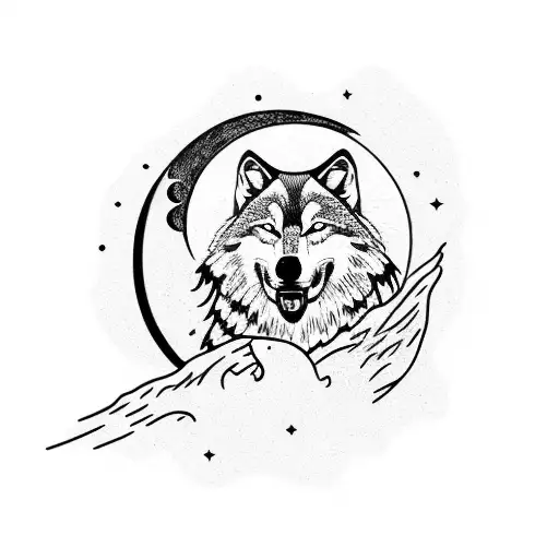 Wolf Pointing At Moon