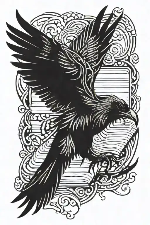 Raven Bursting Out Of Book Open