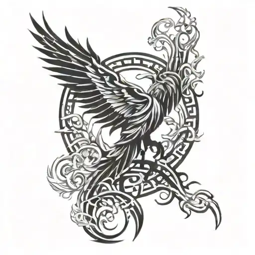 Pheonix Rising From Bamboo Forest