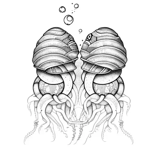 A Hermit Crab And A Jellyfish In Love