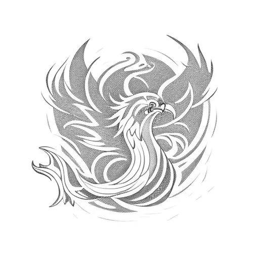 A Kitesurfer Riding The Waves With A Fiery Phoenix In The Background