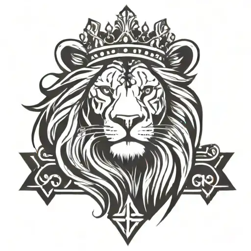 A Lion With A Crown In A Cross