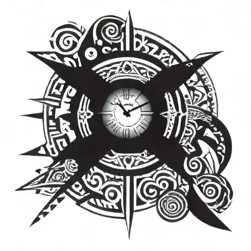 Clock Tribal Patterns Inspired