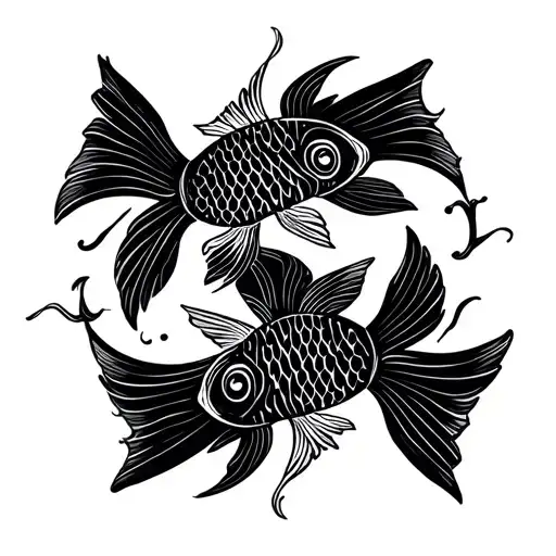 Carp Fish Sibling Tattoo Design