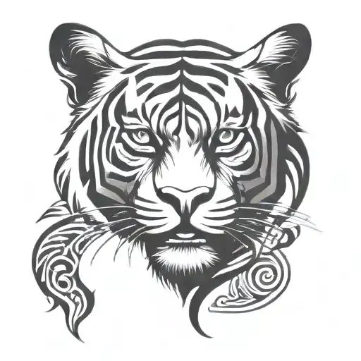 A Combination Of A Tiger Head And A Heart Shape