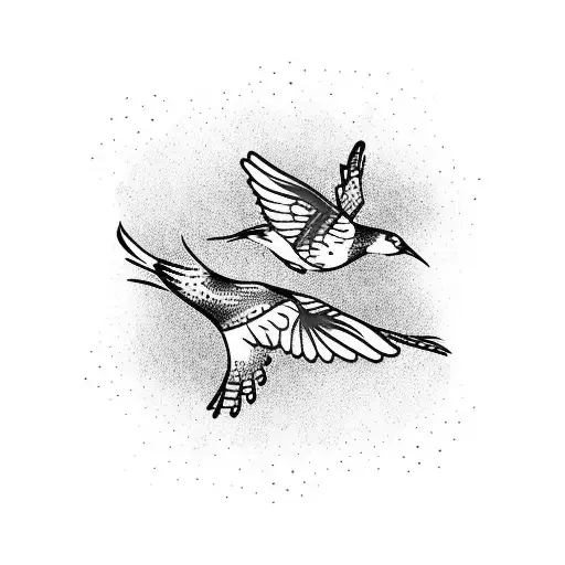 Three Little Birds With Different Colors Sitting On A Tree