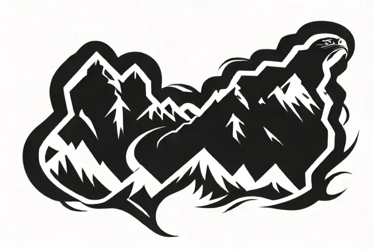 Mountains With Falcon Soaring