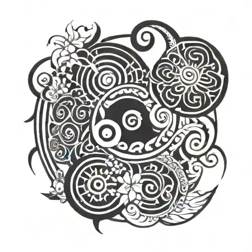 Koru And Flowers In A Circle