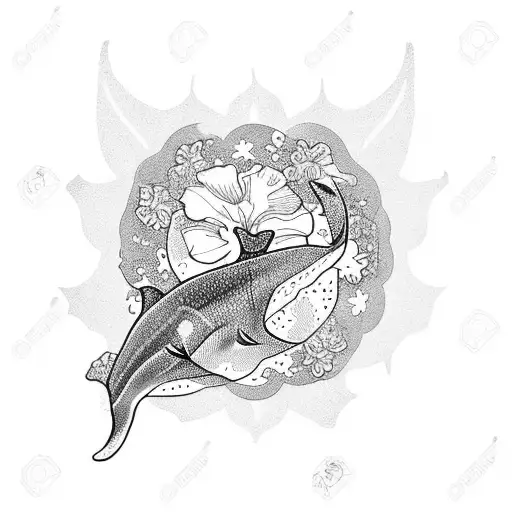 Whale Shark And Hibiscus Flower