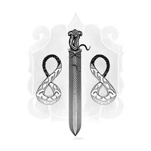 A Sword With A Snake Wrapped Around It In The Shape Of The Number 26