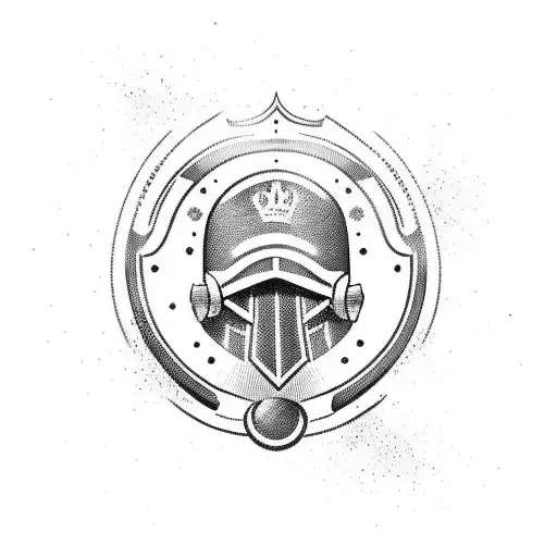 A Traditional Tattoo Design Showcasing A Military Helmet Adorned With Hunting Motifs