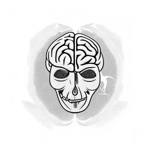 Brain Out Of The Skull With Eye Prolonged With Tree Skin And Branches