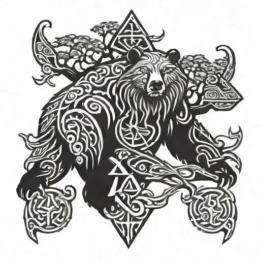 Bear Viking Warrior Rune Tree