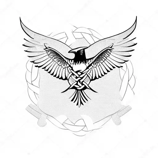 Celtic And Viking Knot Flying Raven