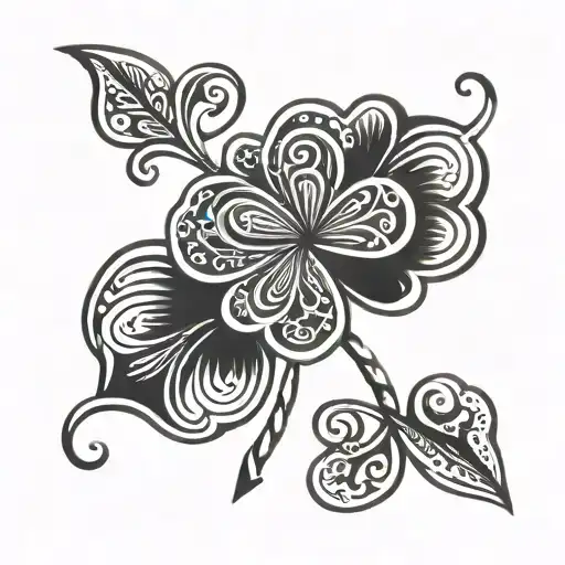 4 Leaf Clover Simple Design Thin Line