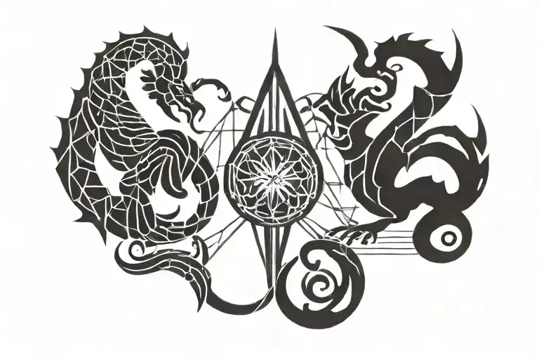 An Abstract Geometric Design Incorporating Both The Libra Scales And A Scorpion Silhouette