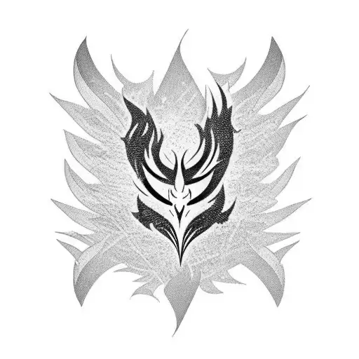 Tribal Fire With Phoenix Half Body