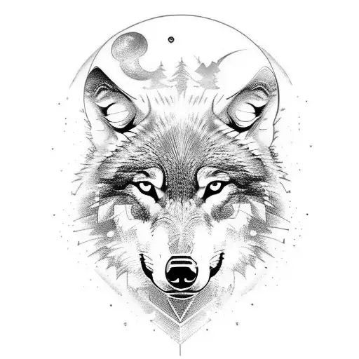 Wolf With Mauri Style Pixels