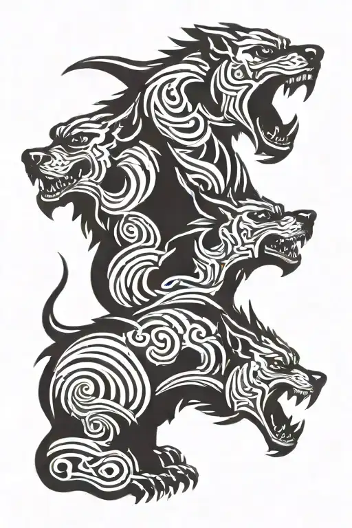 Cerberus Three Headed Dog Growl Side View