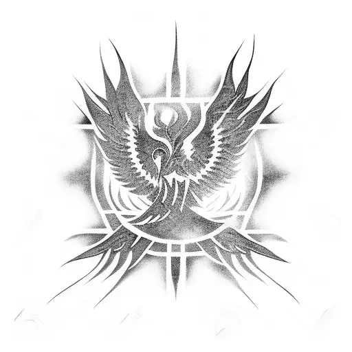 Tribal Fire With Hidden Phoenix Half Body