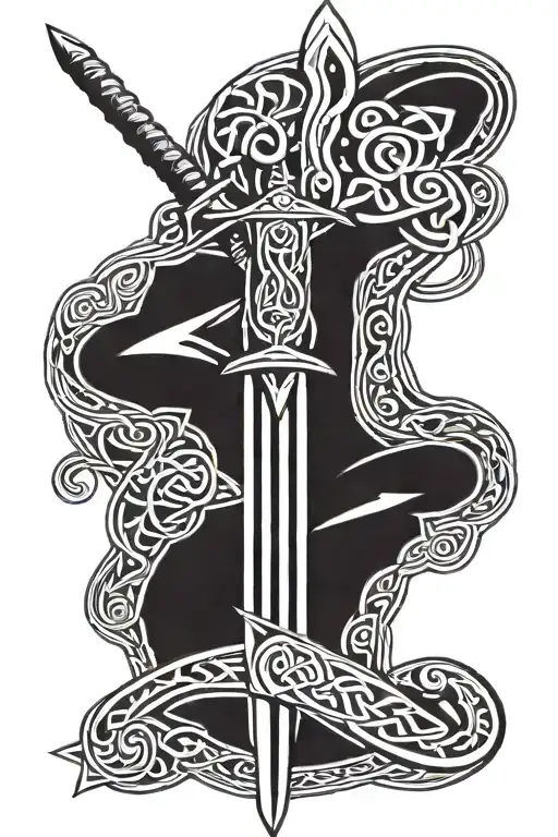 Traditional Celtic Tribal Sleave With Sword