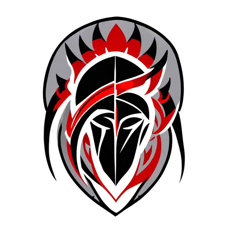 Red And Gray Tribal Spartan Shoulder