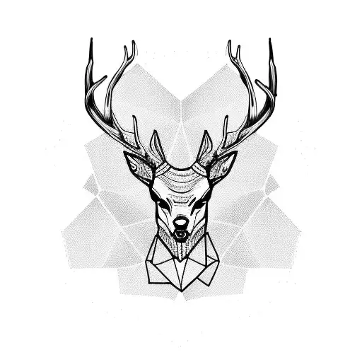 Evil Stag With Geometric Background