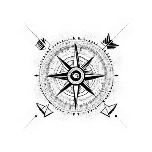 Arrow With Mountains And Compass