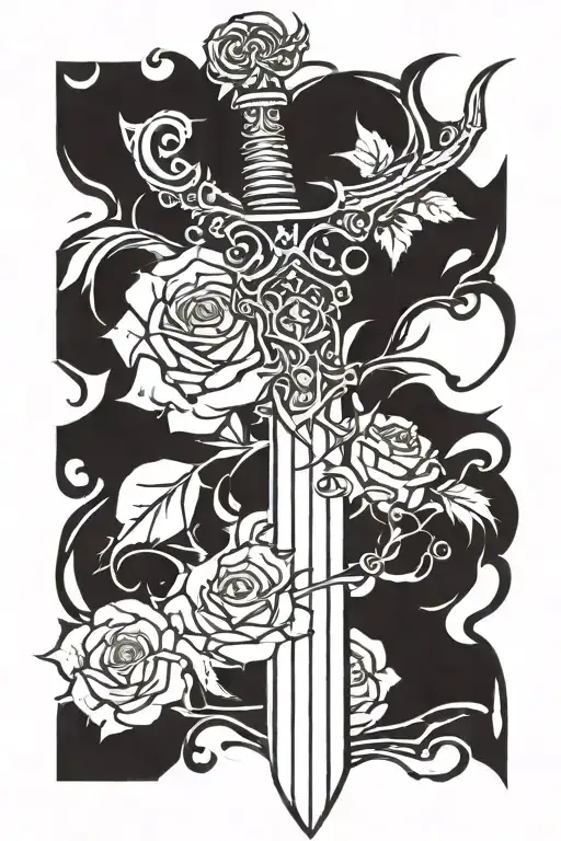 Sword Through Rose With Antlers