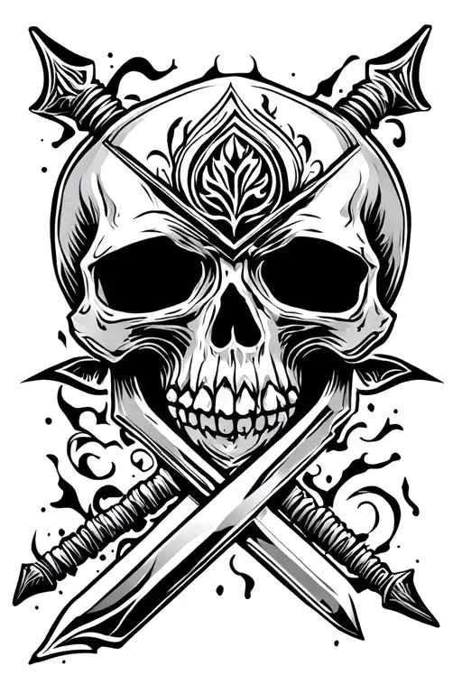 Skull Crossed By A Sword With A Background Background