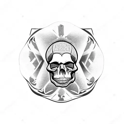 Skull Coming Out Of Crescent