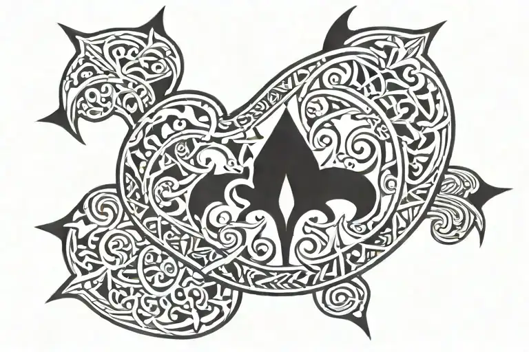 An Intricate Combination Of Spade And Star Motifs Forming A Unique Womb Design