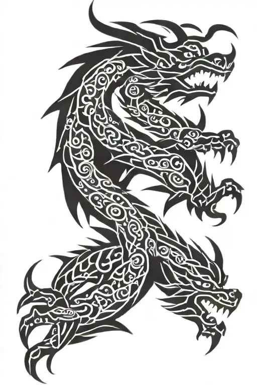 Dragon Tatoo On Left Hand In Trible Style