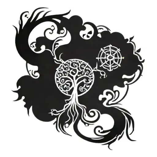 Viking Tree Of Life And Viking Compass