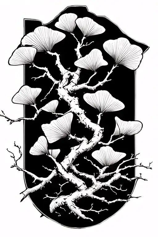Ginkgo Leaves On A Tree Branches Stretching Towards