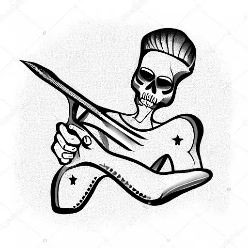 Barbershop Skeleton Colorful