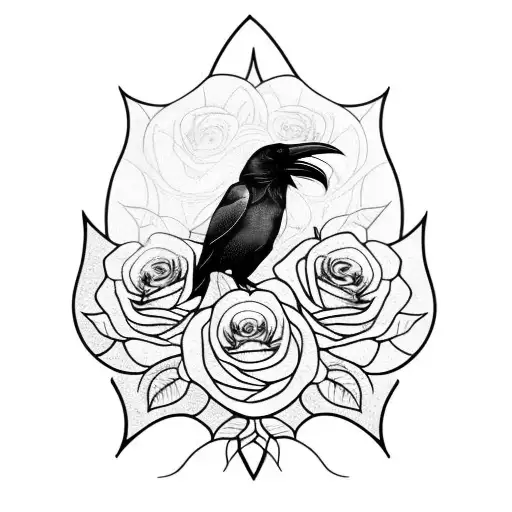 Raven Stained Glass Purple Roses