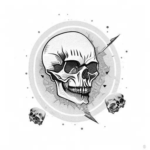 Skull With Word Gee Embossed In Impact Gothic