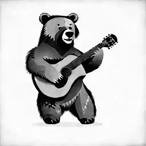 A Bear Playing An Acoustic Guitar