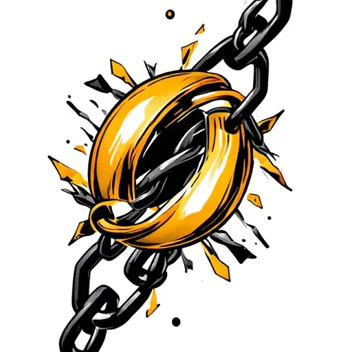 Golden Ring Of Broken Chains Tattoo Design