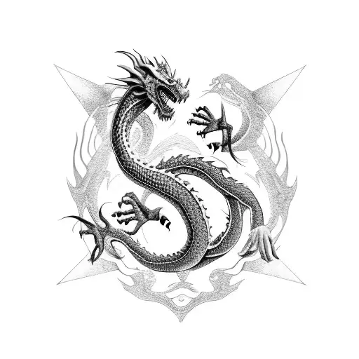 Dragon Killing A Giant Snake