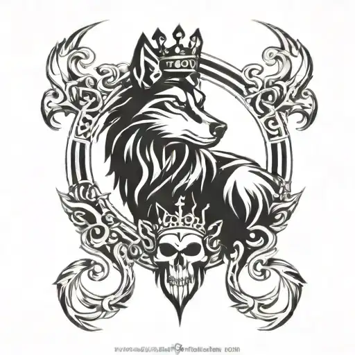 Wolf With Crown Aries Skull