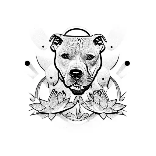 Pitbull With Skulls And Lotus