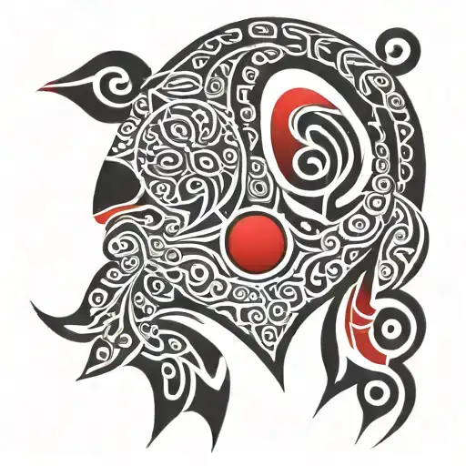 Maori Full Neck With Red And Black Color