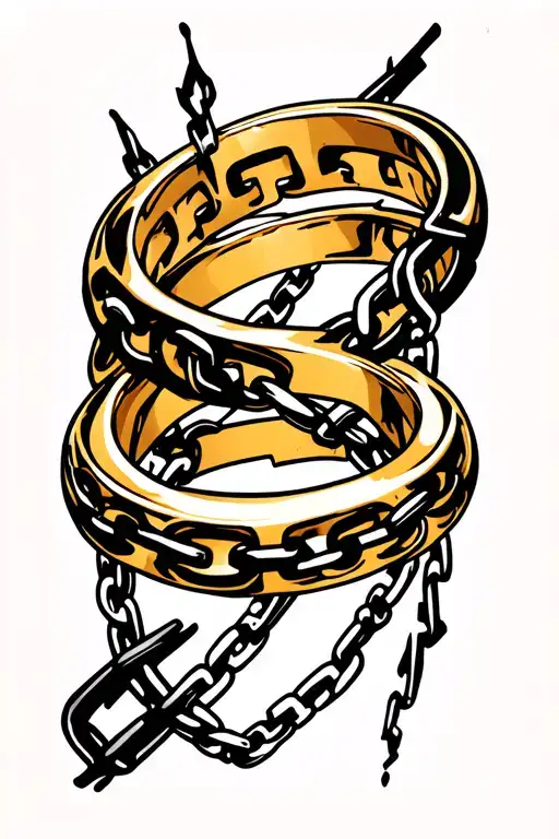 Golden Ring Of Broken Chains Tattoo Design