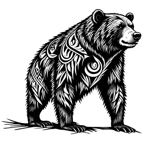 Nordic Bear Standing On Hide Legs Coming