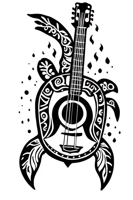 Turtle Swimming And Guitar Made